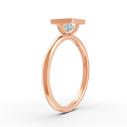 Princess Cut Real Moissanite Bezel Set Solitaire Ring 14K Gold Plated